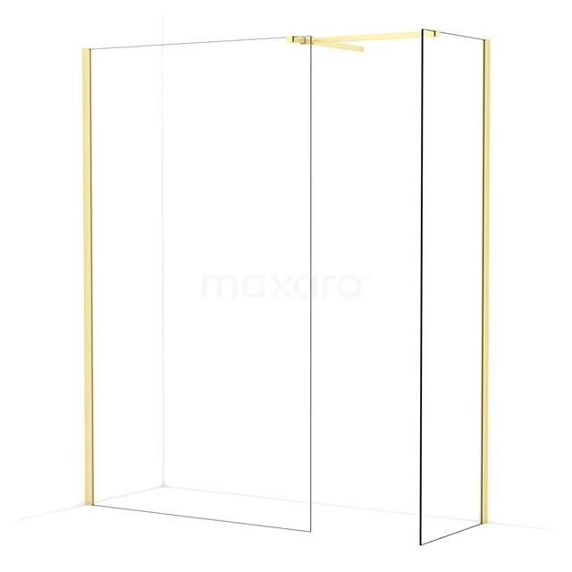 Diamond Walk-in shower | 120x60 cm Light gold Clear glass 2 fixed walls IDB1206510LG