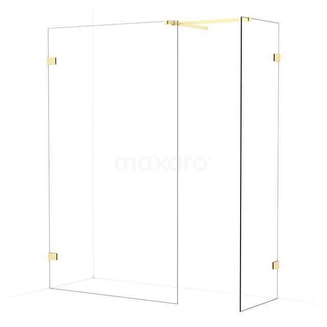 Diamond Walk-in shower | 120x60 cm Light gold Clear glass 2 fixed walls IDB1206520LG