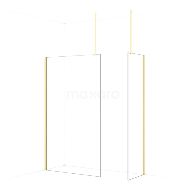 Diamond Walk-in shower | 120x60 cm Light gold Clear glass 2 fixed walls IDB1206910LG