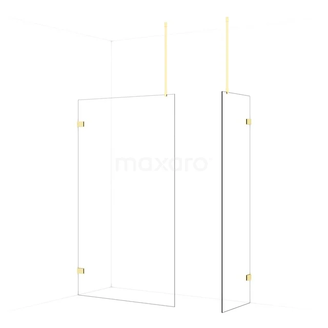 Diamond Walk-in shower | 120x60 cm Light gold Clear glass 2 fixed walls IDB1206920LG