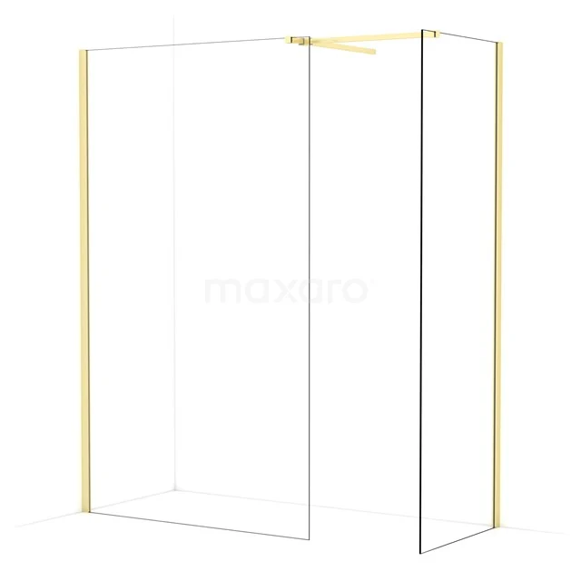 Diamond Walk-in shower | 120x70 cm Light gold Clear glass 2 fixed walls IDB1207510LG
