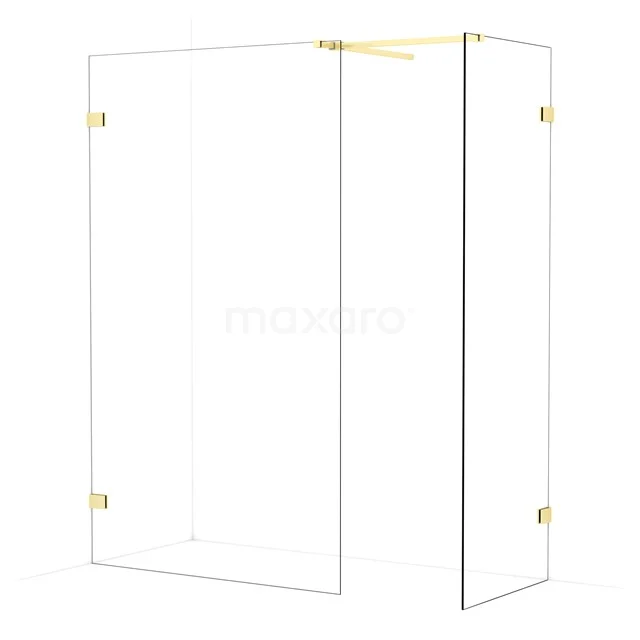 Diamond Walk-in shower | 120x70 cm Light gold Clear glass 2 fixed walls IDB1207520LG