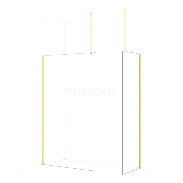 Diamond Walk-in shower | 120x70 cm Light gold Clear glass 2 fixed walls IDB1207910LG