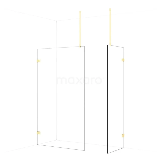 Diamond Walk-in shower | 120x70 cm Light gold Clear glass 2 fixed walls IDB1207920LG