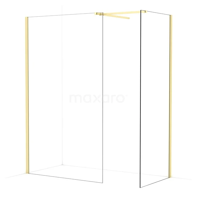Diamond Walk-in shower | 120x80 cm Light gold Clear glass 2 fixed walls IDB1208510LG