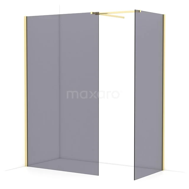 Diamond Walk-in shower | 120x80 cm Light gold Smoke glass 2 fixed walls IDB1208511LG