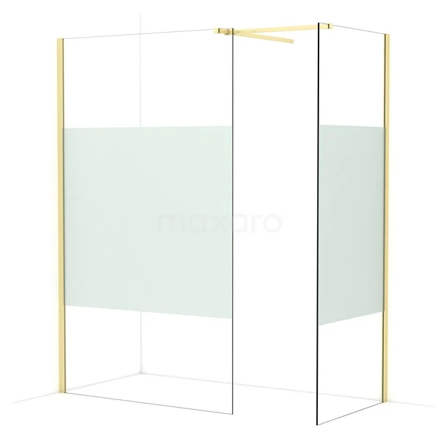 Diamond Walk-in shower | 120x80 cm Light gold Clear with matt strip 2 fixed walls IDB1208513LG