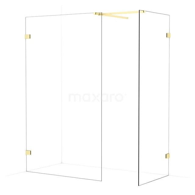 Diamond Walk-in shower | 120x80 cm Light gold Clear glass 2 fixed walls IDB1208520LG