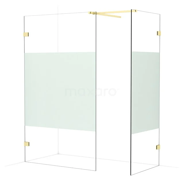 Diamond Walk-in shower | 120x80 cm Light gold Clear with matt strip 2 fixed walls IDB1208523LG