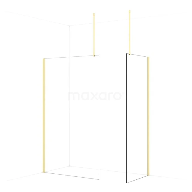 Diamond Walk-in shower | 120x80 cm Light gold Clear glass 2 fixed walls IDB1208910LG