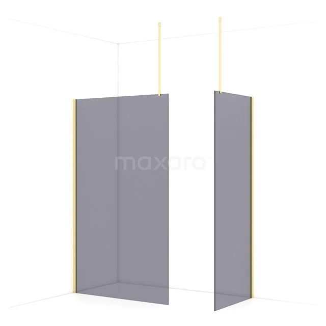 Diamond Walk-in shower | 120x80 cm Light gold Smoke glass 2 fixed walls IDB1208911LG