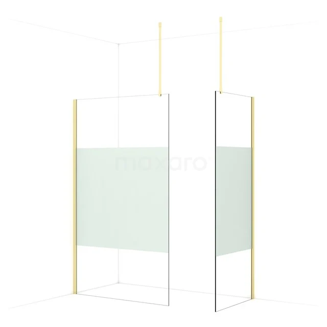 Diamond Walk-in shower | 120x80 cm Light gold Clear with matt strip 2 fixed walls IDB1208913LG