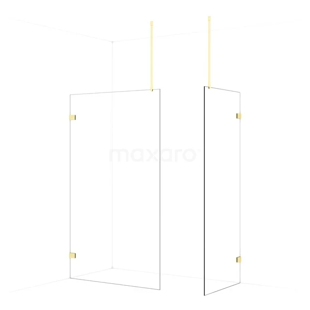 Diamond Walk-in shower | 120x80 cm Light gold Clear glass 2 fixed walls IDB1208920LG