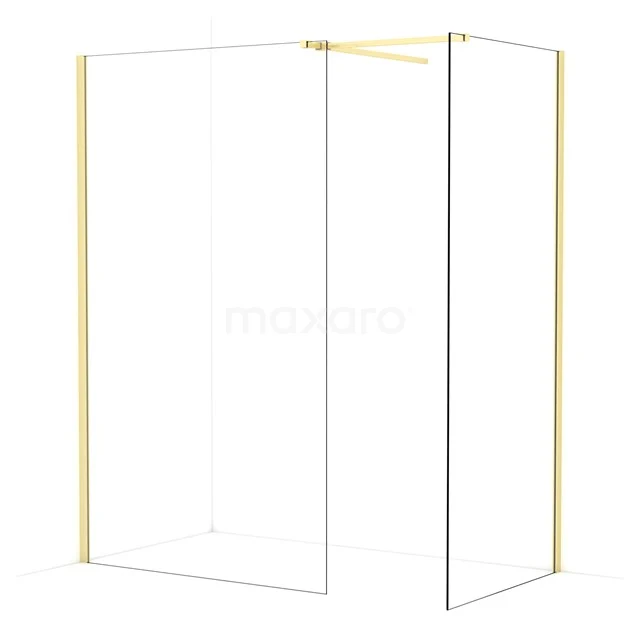 Diamond Walk-in shower | 120x90 cm Light gold Clear glass 2 fixed walls IDB1209510LG