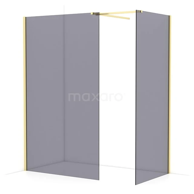 Diamond Walk-in shower | 120x90 cm Light gold Smoke glass 2 fixed walls IDB1209511LG