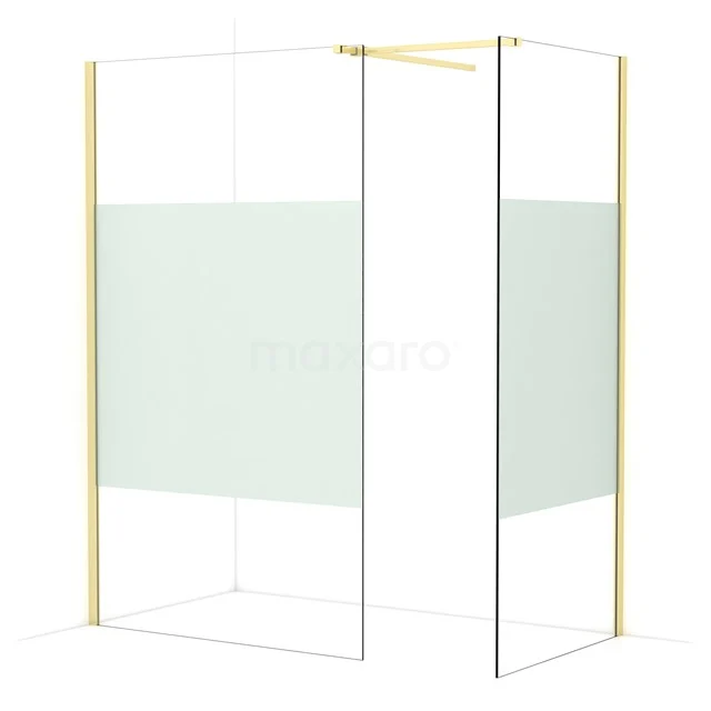 Diamond Walk-in shower | 120x90 cm Light gold Clear with matt strip 2 fixed walls IDB1209513LG