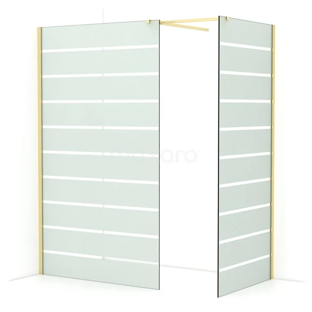 Diamond Walk-in shower | 120x90 cm Light gold Clear with matt stripes 2 fixed walls IDB1209516LG