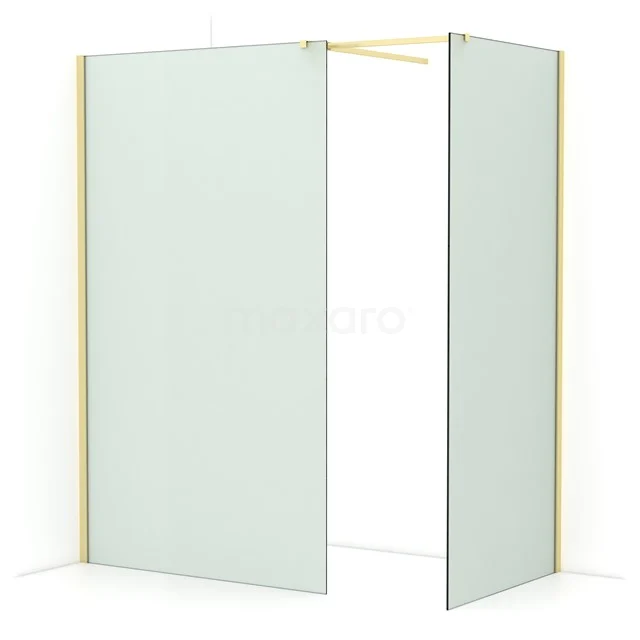 Diamond Walk-in shower | 120x90 cm Light gold Frosted glass 2 fixed walls IDB1209517LG