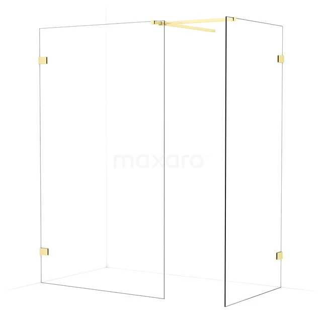 Diamond Walk-in shower | 120x90 cm Light gold Clear glass 2 fixed walls IDB1209520LG