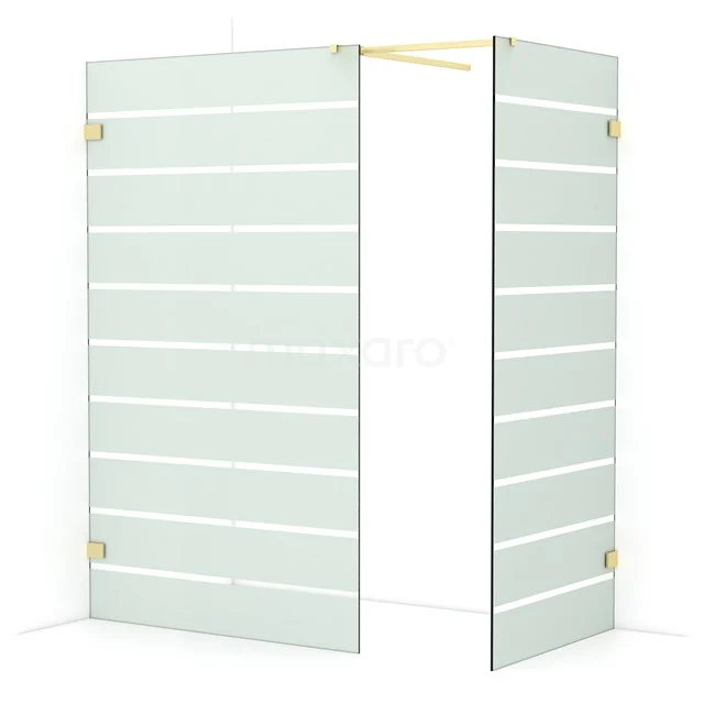 Diamond Walk-in shower | 120x90 cm Light gold Clear with matt stripes 2 fixed walls IDB1209526LG