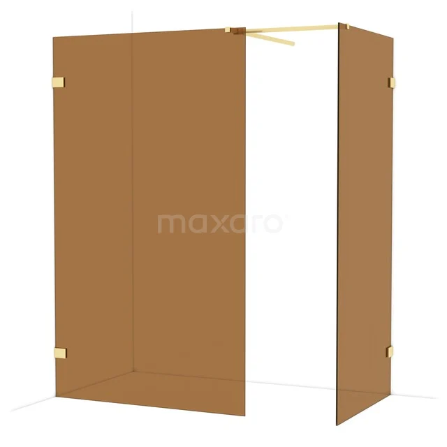Diamond Walk-in shower | 120x90 cm Light gold Bronze glass 2 fixed walls IDB1209529LG Diamond Walk-in shower | 120x90 cm Light gold Bronze glass 2 fixed walls IDB1209529LG
