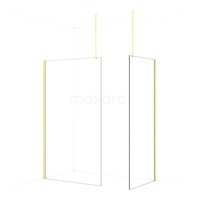 Diamond Walk-in shower | 120x90 cm Light gold Clear glass 2 fixed walls IDB1209910LG