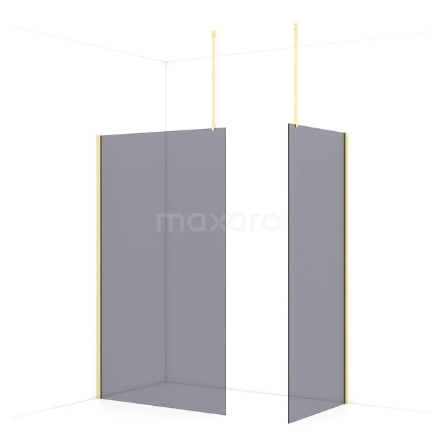 Diamond Walk-in shower | 120x90 cm Light gold Smoke glass 2 fixed walls IDB1209911LG