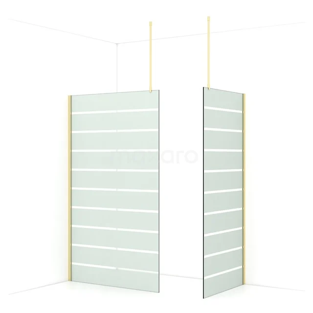 Diamond Walk-in shower | 120x90 cm Light gold Clear with matt stripes 2 fixed walls IDB1209916LG