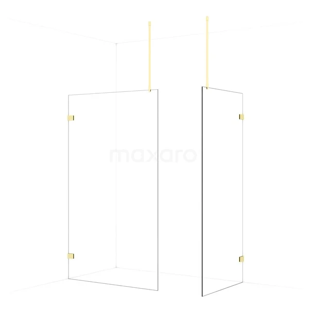 Diamond Walk-in shower | 120x90 cm Light gold Clear glass 2 fixed walls IDB1209920LG