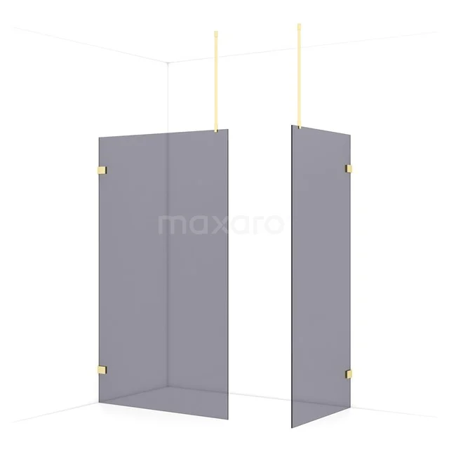 Diamond Walk-in shower | 120x90 cm Light gold Smoke glass 2 fixed walls IDB1209921LG