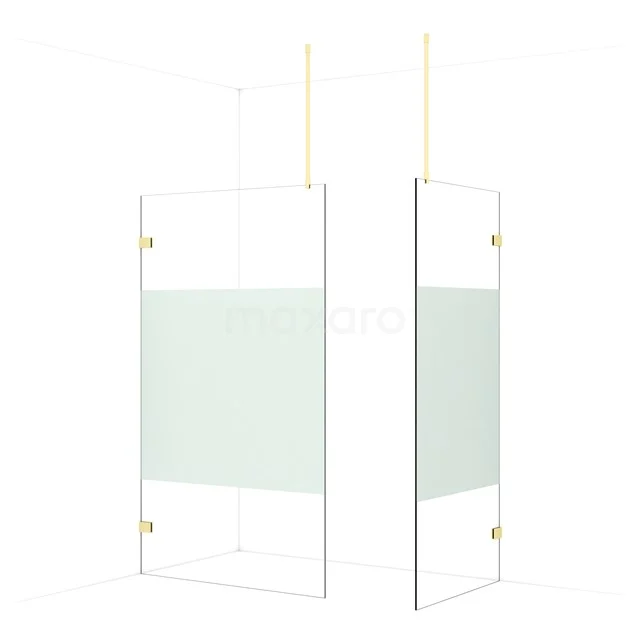 Diamond Walk-in shower | 120x90 cm Light gold Clear with matt strip 2 fixed walls IDB1209923LG