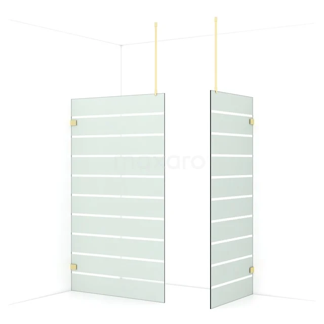 Diamond Walk-in shower | 120x90 cm Light gold Clear with matt stripes 2 fixed walls IDB1209926LG