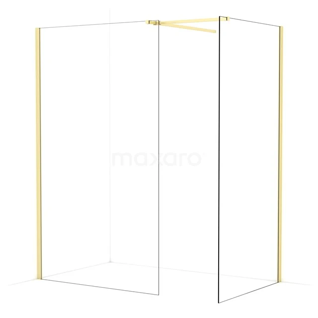 Diamond Walk-in shower | 120x100 cm Light gold Clear glass 2 fixed walls IDB1210510LG