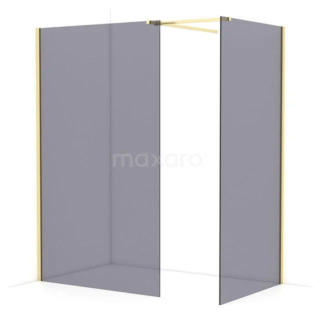 Diamond Walk-in shower | 120x100 cm Light gold Smoke glass 2 fixed walls IDB1210511LG