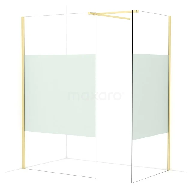 Diamond Walk-in shower | 120x100 cm Light gold Clear with matt strip 2 fixed walls IDB1210513LG