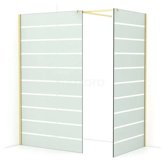 Diamond Walk-in shower | 120x100 cm Light gold Clear with matt stripes 2 fixed walls IDB1210516LG