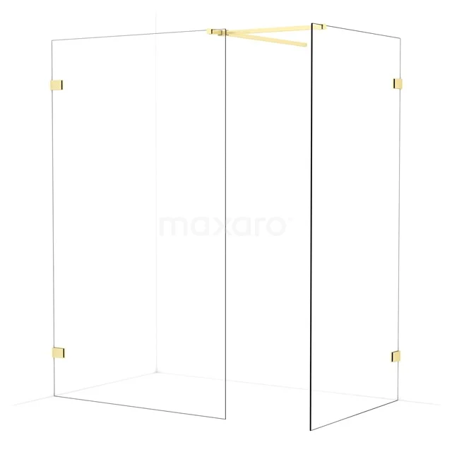 Diamond Walk-in shower | 120x100 cm Light gold Clear glass 2 fixed walls IDB1210520LG