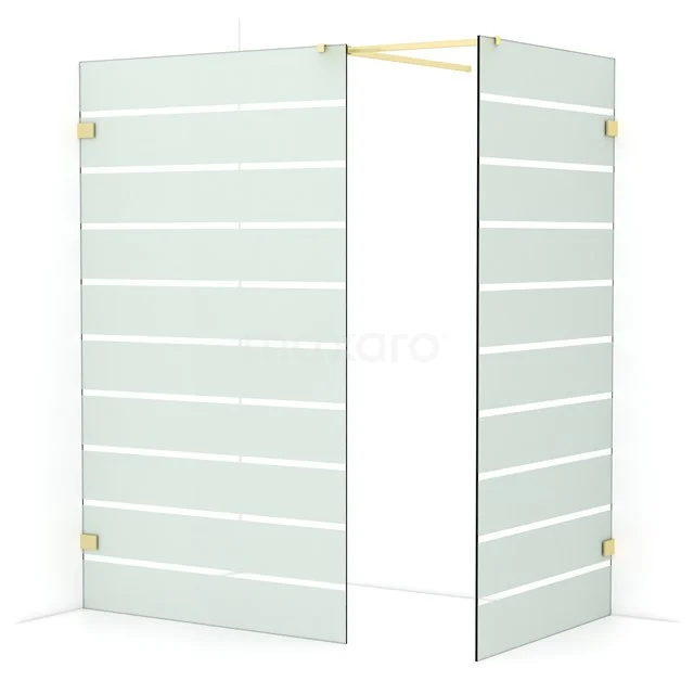 Diamond Walk-in shower | 120x100 cm Light gold Clear with matt stripes 2 fixed walls IDB1210526LG