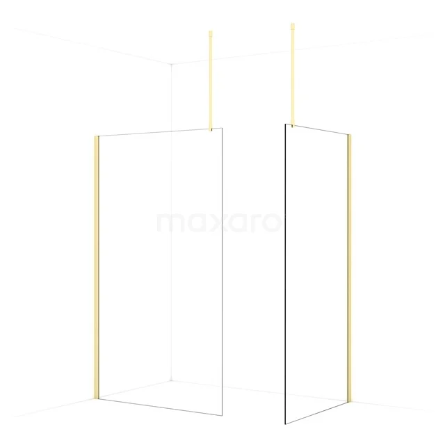 Diamond Walk-in shower | 120x100 cm Light gold Clear glass 2 fixed walls IDB1210910LG