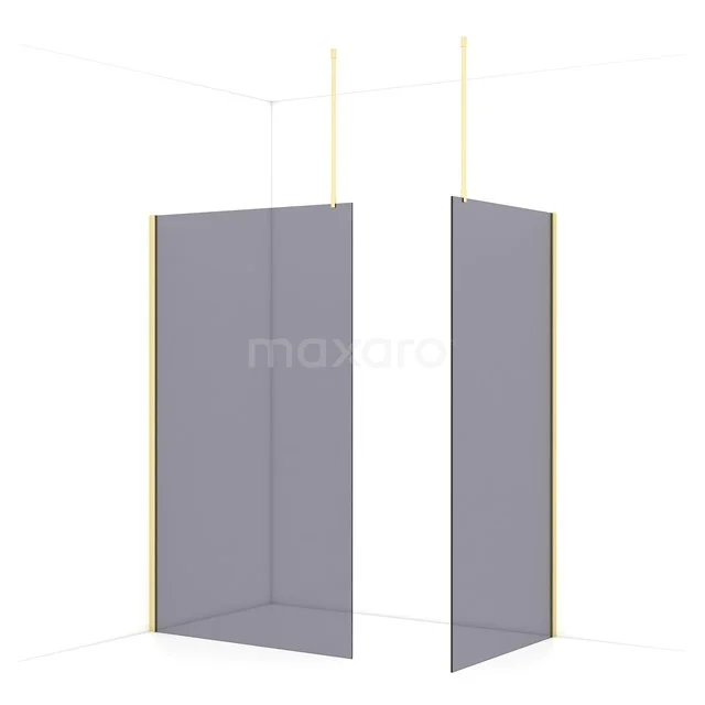 Diamond Walk-in shower | 120x100 cm Light gold Smoke glass 2 fixed walls IDB1210911LG