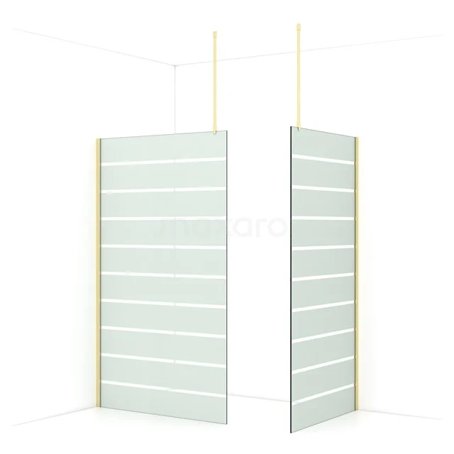 Diamond Walk-in shower | 120x100 cm Light gold Clear with matt stripes 2 fixed walls IDB1210916LG