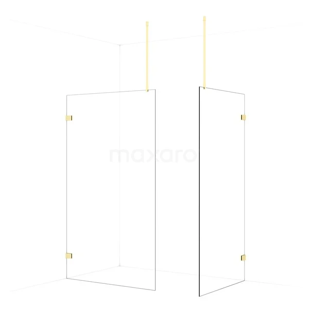 Diamond Walk-in shower | 120x100 cm Light gold Clear glass 2 fixed walls IDB1210920LG