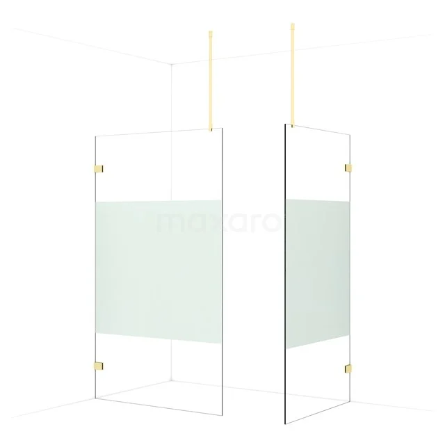 Diamond Walk-in shower | 120x100 cm Light gold Clear with matt strip 2 fixed walls IDB1210923LG