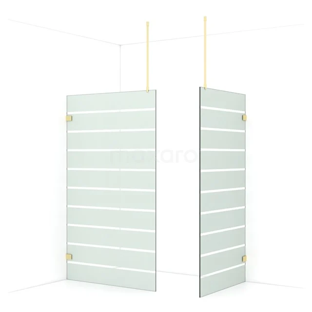 Diamond Walk-in shower | 120x100 cm Light gold Clear with matt stripes 2 fixed walls IDB1210926LG