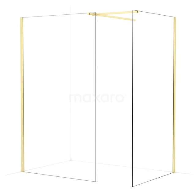 Diamond Walk-in shower | 120x110 cm Light gold Clear glass 2 fixed walls IDB1211510LG