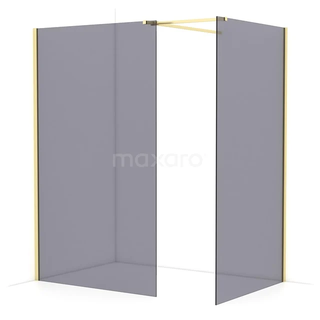 Diamond Walk-in shower | 120x110 cm Light gold Smoke glass 2 fixed walls IDB1211511LG