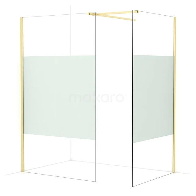 Diamond Walk-in shower | 120x110 cm Light gold Clear with matt strip 2 fixed walls IDB1211513LG