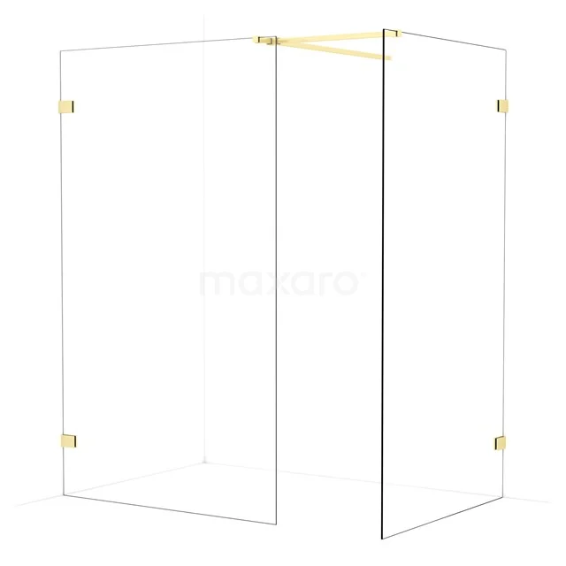 Diamond Walk-in shower | 120x110 cm Light gold Clear glass 2 fixed walls IDB1211520LG