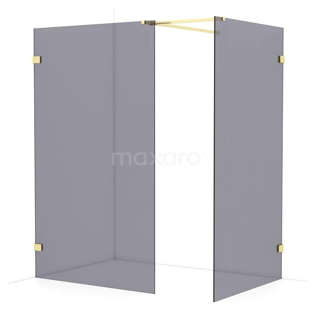 Diamond Walk-in shower | 120x110 cm Light gold Smoke glass 2 fixed walls IDB1211521LG