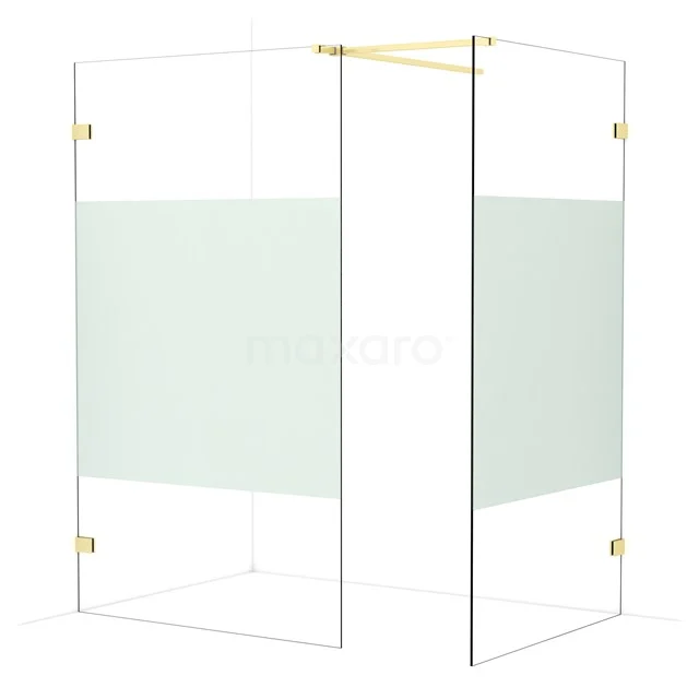 Diamond Walk-in shower | 120x110 cm Light gold Clear with matt strip 2 fixed walls IDB1211523LG